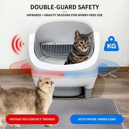 APP Smart Automatic Cat Litter Box | Large Semi-Enclosed Drawer Design | Odor Control &amp; Self-Cleaning Cat Toilet