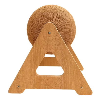 Triangle Cat Scratcher Ball Tower | Sisal Rope Cat Climbing Toy | Durable Cat Scratching Post with Rotating Ball | Interactive Cat Furniture