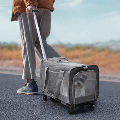Portable Pet Stroller for Small Dogs Cats | Breathable Pet Carrier with Telescoping Handle; 360° Wheels | Pet Trolley for Travel and Outdoor Adventures