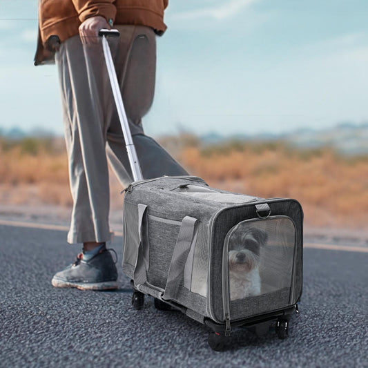 Portable Pet Stroller for Small Dogs Cats | Breathable Pet Carrier with Telescoping Handle; 360° Wheels | Pet Trolley for Travel and Outdoor Adventures