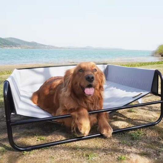 Sofa-Style Elevated Dog Bed | All-Season Oxford Fabric Pet Cot | Raised Camping Dog Lounger for Medium & Large Dogs