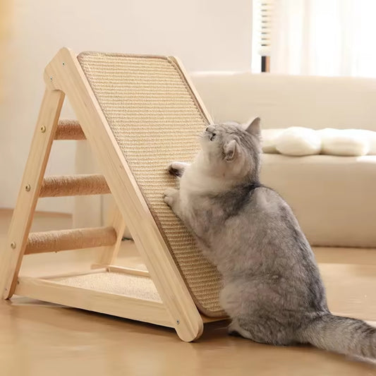 Durable Solid Wood Cat Scratcher & Bed Combo | Foldable Cat Climbing Frame with Sisal Mat | Space-Saving Cat Tree & Play Tower for Cats
