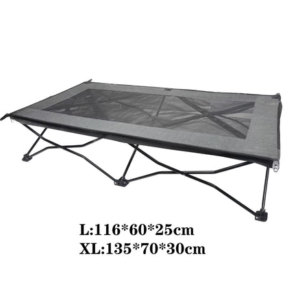 Outdoor Foldable Elevated Dog Bed with Sunshade Tent – Double-Layer Breathable Raised Pet Cot | Portable, Waterproof & Anti-Tear Dog Camping Bed for Medium & Large Dogs
