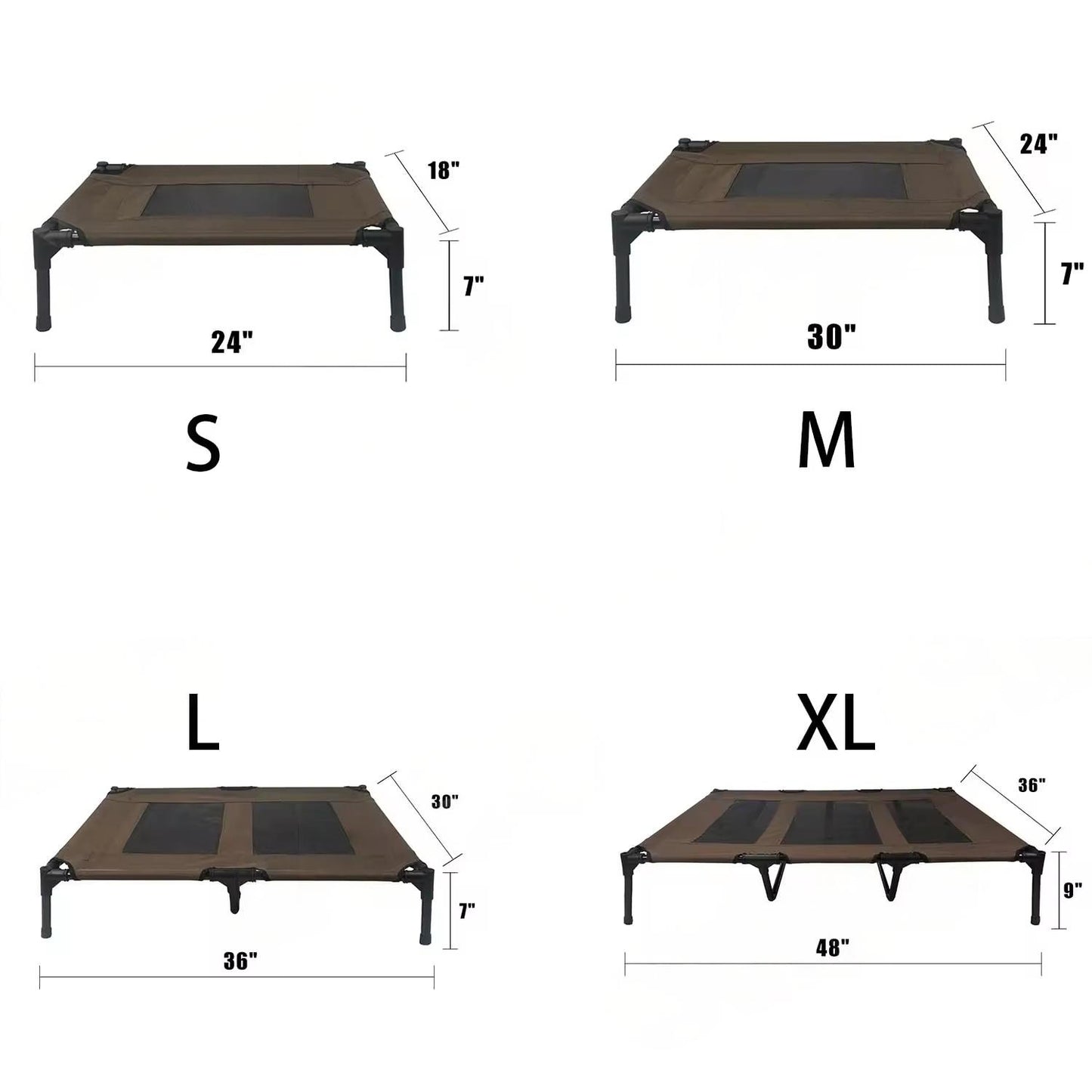 Summer Outdoor Elevated Dog Bed | Breathable Metal Frame Pet Cot | Detachable Cooling Raised Dog Bed for Medium & Large Dogs