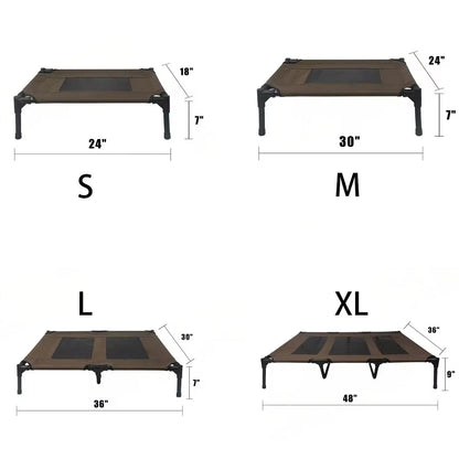 Summer Outdoor Elevated Dog Bed | Breathable Metal Frame Pet Cot | Detachable Cooling Raised Dog Bed for Medium & Large Dogs