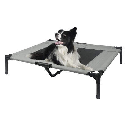 Summer Outdoor Elevated Dog Bed | Breathable Metal Frame Pet Cot | Detachable Cooling Raised Dog Bed for Medium & Large Dogs