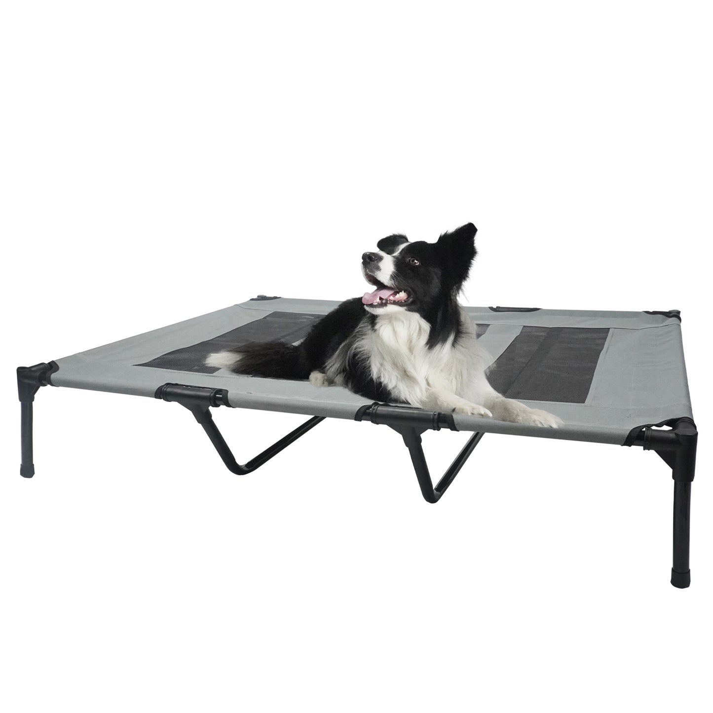 Summer Outdoor Elevated Dog Bed | Breathable Metal Frame Pet Cot | Detachable Cooling Raised Dog Bed for Medium & Large Dogs