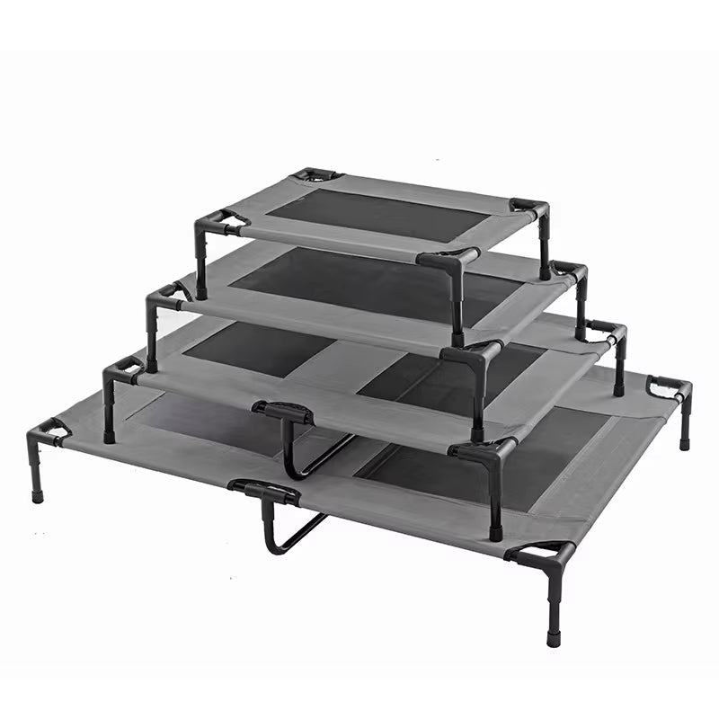 Summer Outdoor Elevated Dog Bed | Breathable Metal Frame Pet Cot | Detachable Cooling Raised Dog Bed for Medium & Large Dogs
