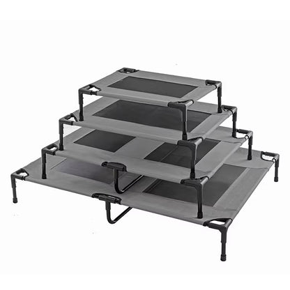 Summer Outdoor Elevated Dog Bed | Breathable Metal Frame Pet Cot | Detachable Cooling Raised Dog Bed for Medium & Large Dogs
