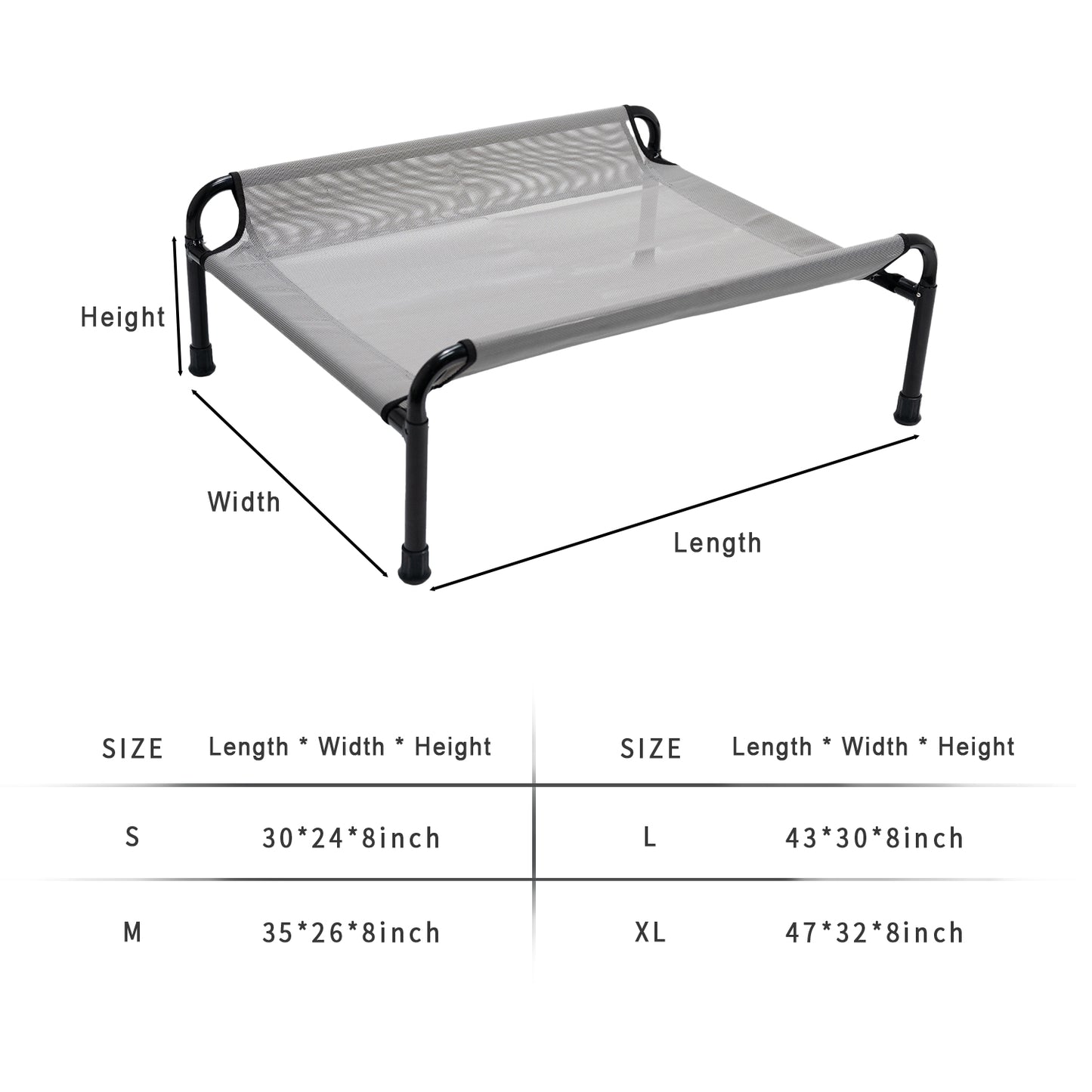 Durable Iron Frame Elevated Pet Bed | Tear-Resistant Textiline Fabric for Large Dogs | Elevated Outdoor Pet Bed