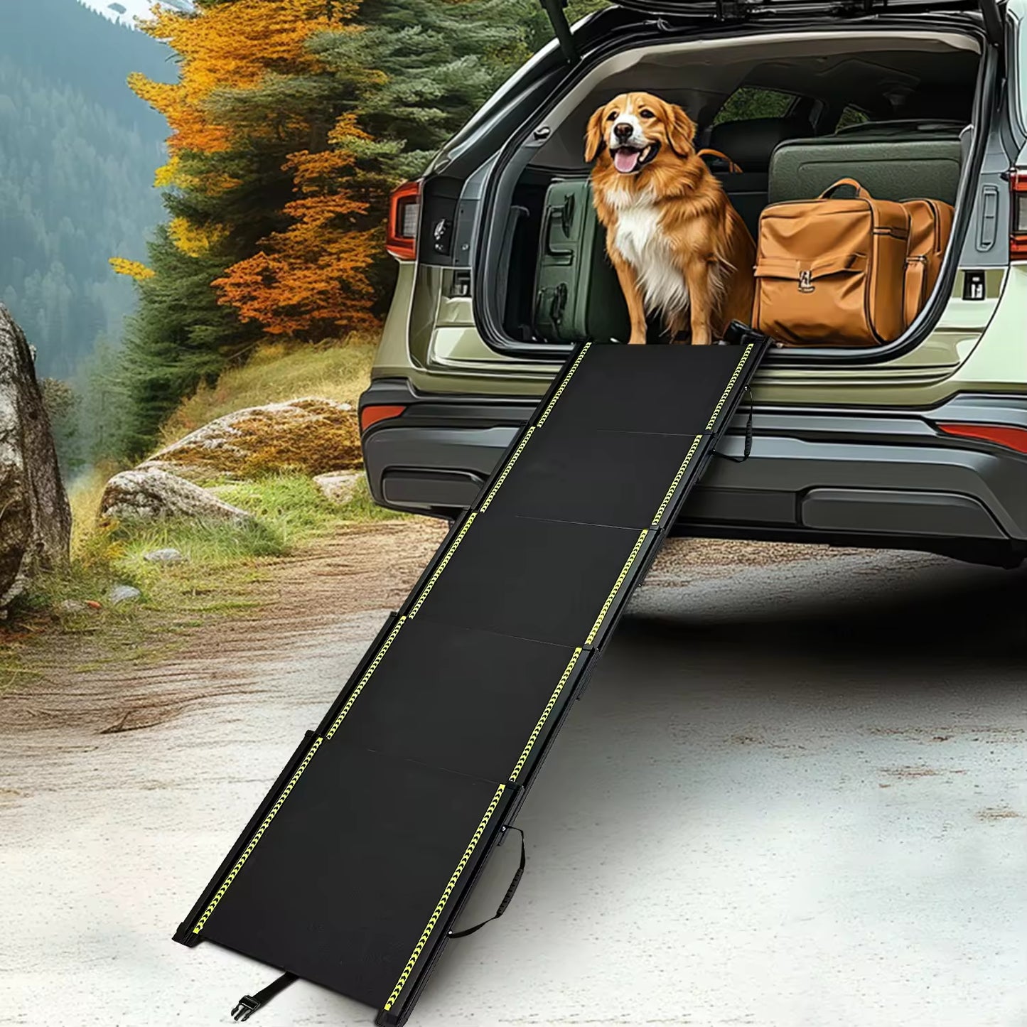 Heavy-Duty Telescopic Dog Car Ramp | Foldable Aluminum Pet Ladder for Cars, SUVs & Trucks | Non-Slip & Portable Design (Up to 70kg)