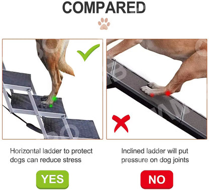 Portable Aluminum Folding Dog Ladder & Pet Stairs for Cars, SUVs, Trucks & Home | Heavy-Duty, Non-Slip, Travel-Friendly Ramp for Large Dogs