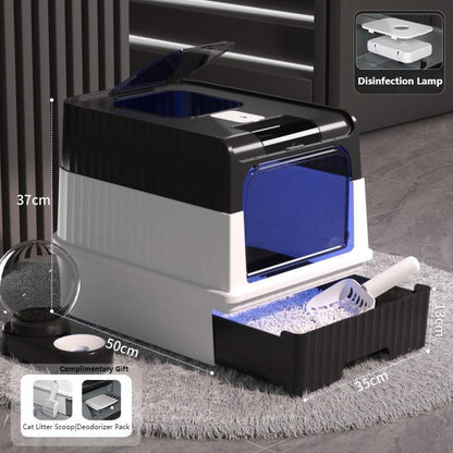Multi-Function Drawer Cat Litter Box with UV Sterilizer | Enclosed & Odor-Free for Large Cats, Pet Shops & Veterinary Use