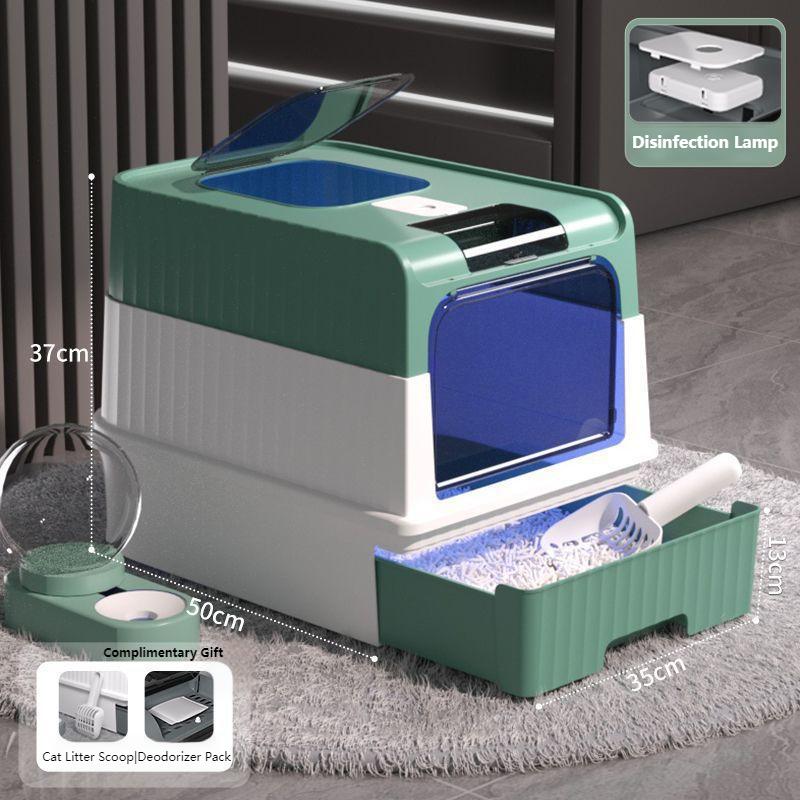 Multi-Function Drawer Cat Litter Box with UV Sterilizer | Enclosed & Odor-Free for Large Cats, Pet Shops & Veterinary Use