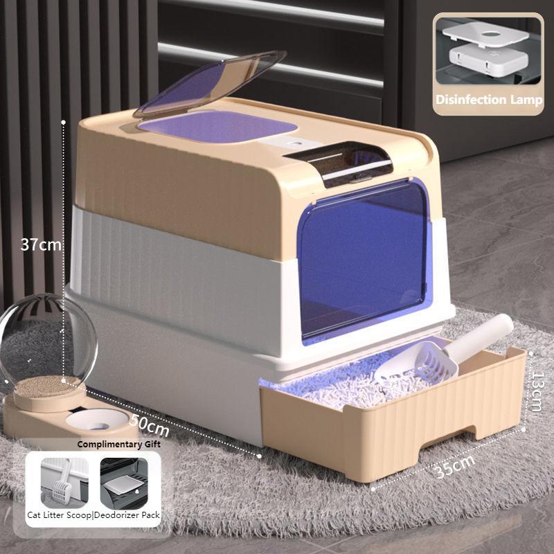 Multi-Function Drawer Cat Litter Box with UV Sterilizer | Enclosed & Odor-Free for Large Cats, Pet Shops & Veterinary Use