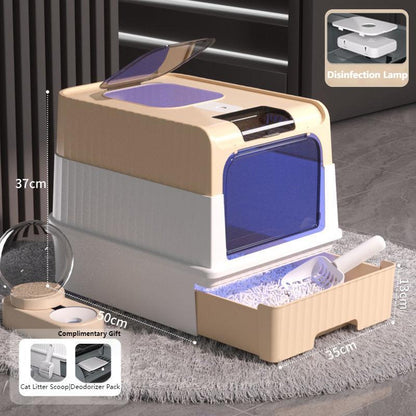 Multi-Function Drawer Cat Litter Box with UV Sterilizer | Enclosed & Odor-Free for Large Cats, Pet Shops & Veterinary Use