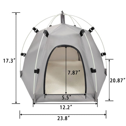 Cozy Winter Cat Tent Bed | Oxford Fabric Semi-Enclosed Indoor Pet House with Removable Cushion | Warm & Durable Pet Shelter for Cats & Small Dogs