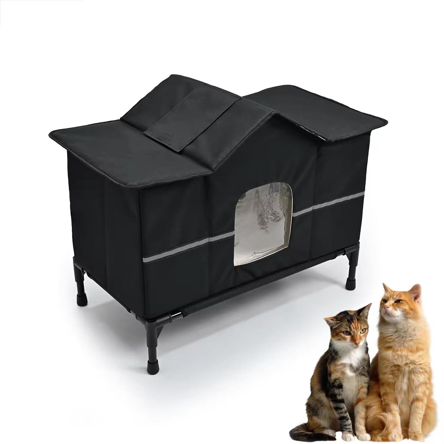 Winter Cozy House-Style Cat Bed | Elevated & Insulated Pet House with Removable Roof | Waterproof, Heated Pet Tent for Small Cats & Dogs