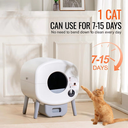 Smart Automatic Cat Litter Box | Enclosed Self-Cleaning Large Capacity Cat Toilet with APP Remote Control