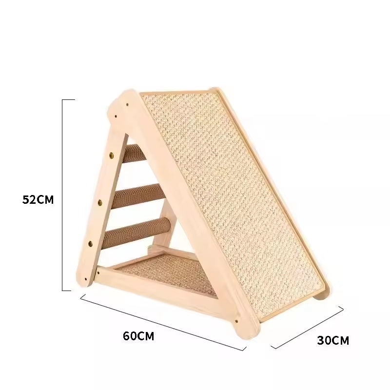 Vertical Sisal Cat Scratcher with Bed | Solid Wood Cat Tree Tower with Hammock & Ramp | Durable Multi-Functional Cat Furniture – Space Saving Design