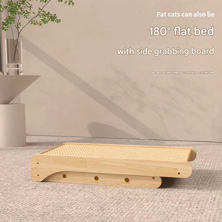 Vertical Sisal Cat Scratcher with Bed | Solid Wood Cat Tree Tower with Hammock & Ramp | Durable Multi-Functional Cat Furniture – Space Saving Design