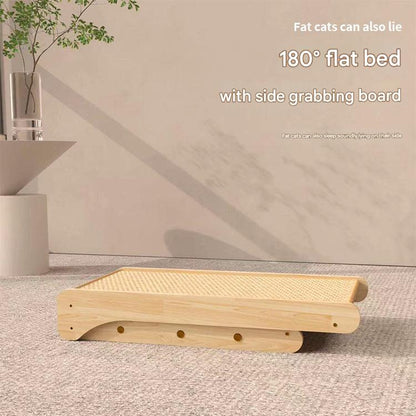 Vertical Sisal Cat Scratcher with Bed | Solid Wood Cat Tree Tower with Hammock & Ramp | Durable Multi-Functional Cat Furniture – Space Saving Design