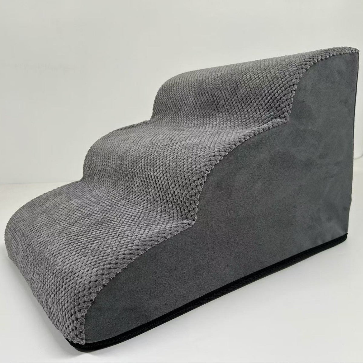 Gray Removable Dog Stairs | Washable Pet Ramp for Small & Medium Dogs | Teddy, Puppy & Senior Dog Friendly Sofa & Bed Steps