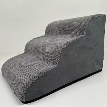 Gray Removable Dog Stairs | Washable Pet Ramp for Small & Medium Dogs | Teddy, Puppy & Senior Dog Friendly Sofa & Bed Steps
