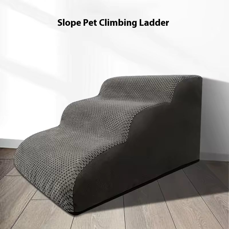 Gray Removable Dog Stairs | Washable Pet Ramp for Small & Medium Dogs | Teddy, Puppy & Senior Dog Friendly Sofa & Bed Steps
