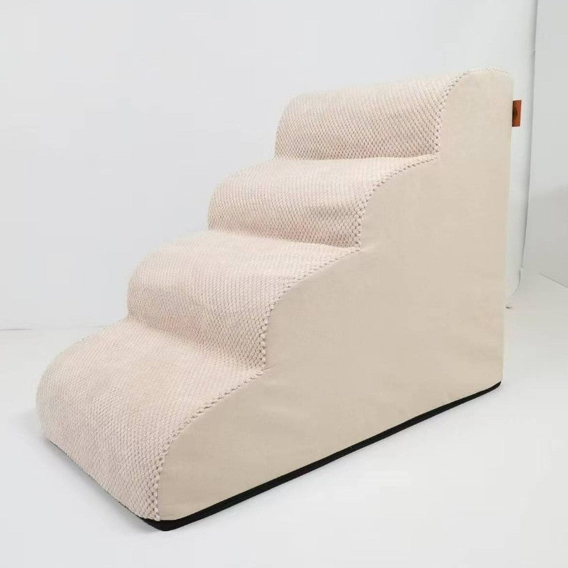 Gray Removable Dog Stairs | Washable Pet Ramp for Small & Medium Dogs | Teddy, Puppy & Senior Dog Friendly Sofa & Bed Steps
