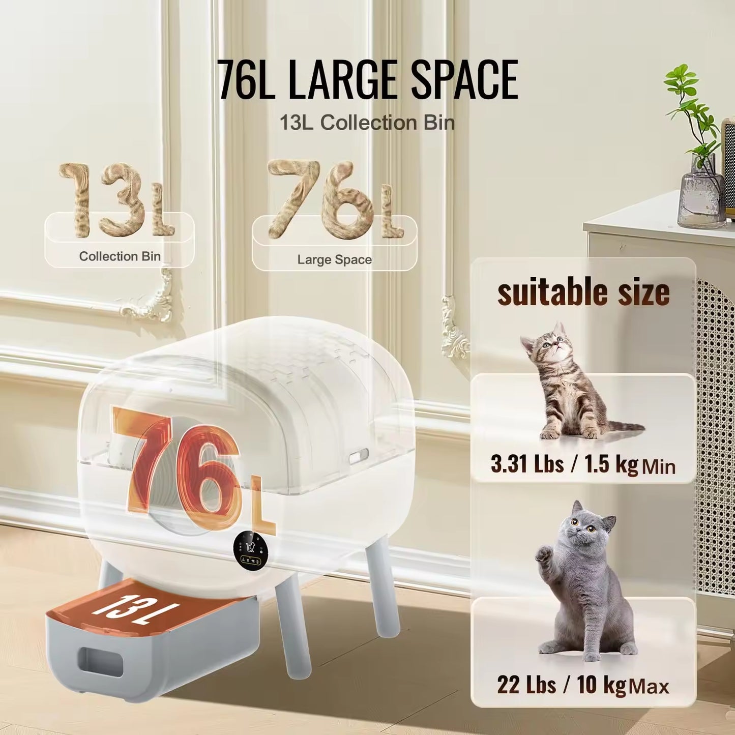 Smart Automatic Cat Litter Box | Enclosed Self-Cleaning Large Capacity Cat Toilet with APP Remote Control