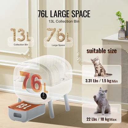 Smart Automatic Cat Litter Box | Enclosed Self-Cleaning Large Capacity Cat Toilet with APP Remote Control