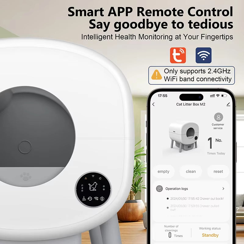 Smart Automatic Cat Litter Box | Self-Cleaning Large Cat Toilet | APP Remote Control &amp; Hygiene Monitoring