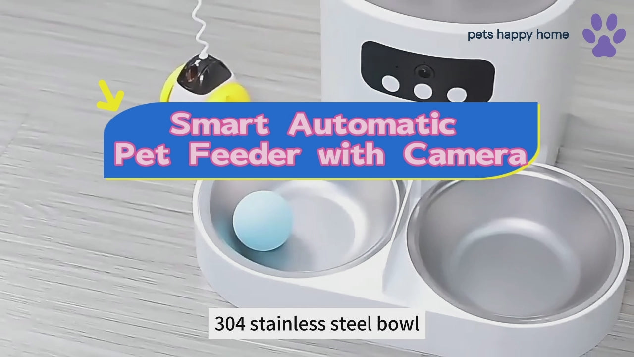 Smart Automatic Pet Feeder with Camera | APP Control, HD Video, Timed Feeding | 4L Cat & Dog Food Dispenser