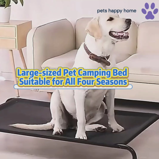 Four-Season Elevated Dog Bed | Chew-Resistant, Breathable & Washable Raised Pet Cot for Large Dogs | Waterproof & Anti-Slip Outdoor Pet Bed