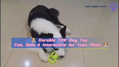 Durable TPR Dog Toy with Pull Ring | Interactive Chew & Treat Dispensing Cheese Ball | Dental Care & IQ Training for Dogs