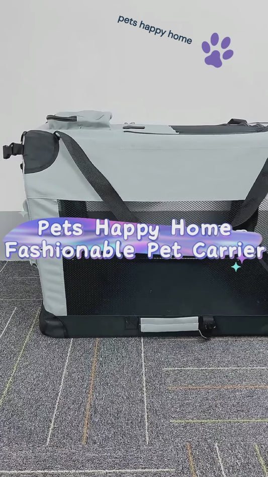 Breathable Foldable Pet Travel Carrier | Large Portable Dog & Cat Crate for Outdoor Trips & Car Use