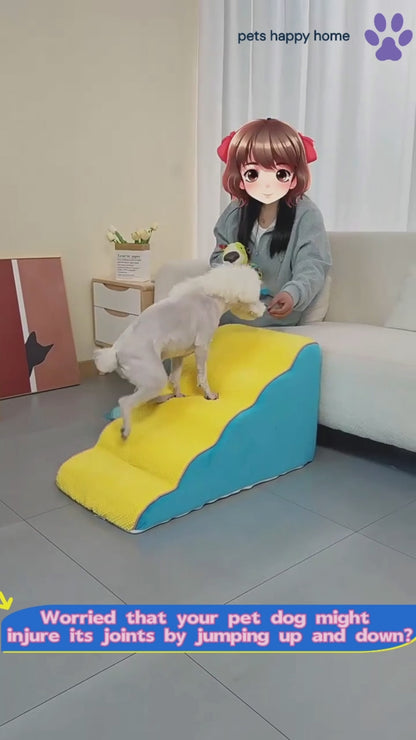 Pet Stairs for Small Dogs & Cats | Anti-Slip Washable Pet Ramp | 3/4/5 Steps Bed & Sofa Ladder
