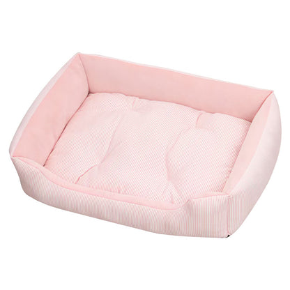 Striped All-Season Dog & Cat Bed | Crystal Velvet Pet Nest | Washable Cozy Pet Sofa for Small & Medium Pets